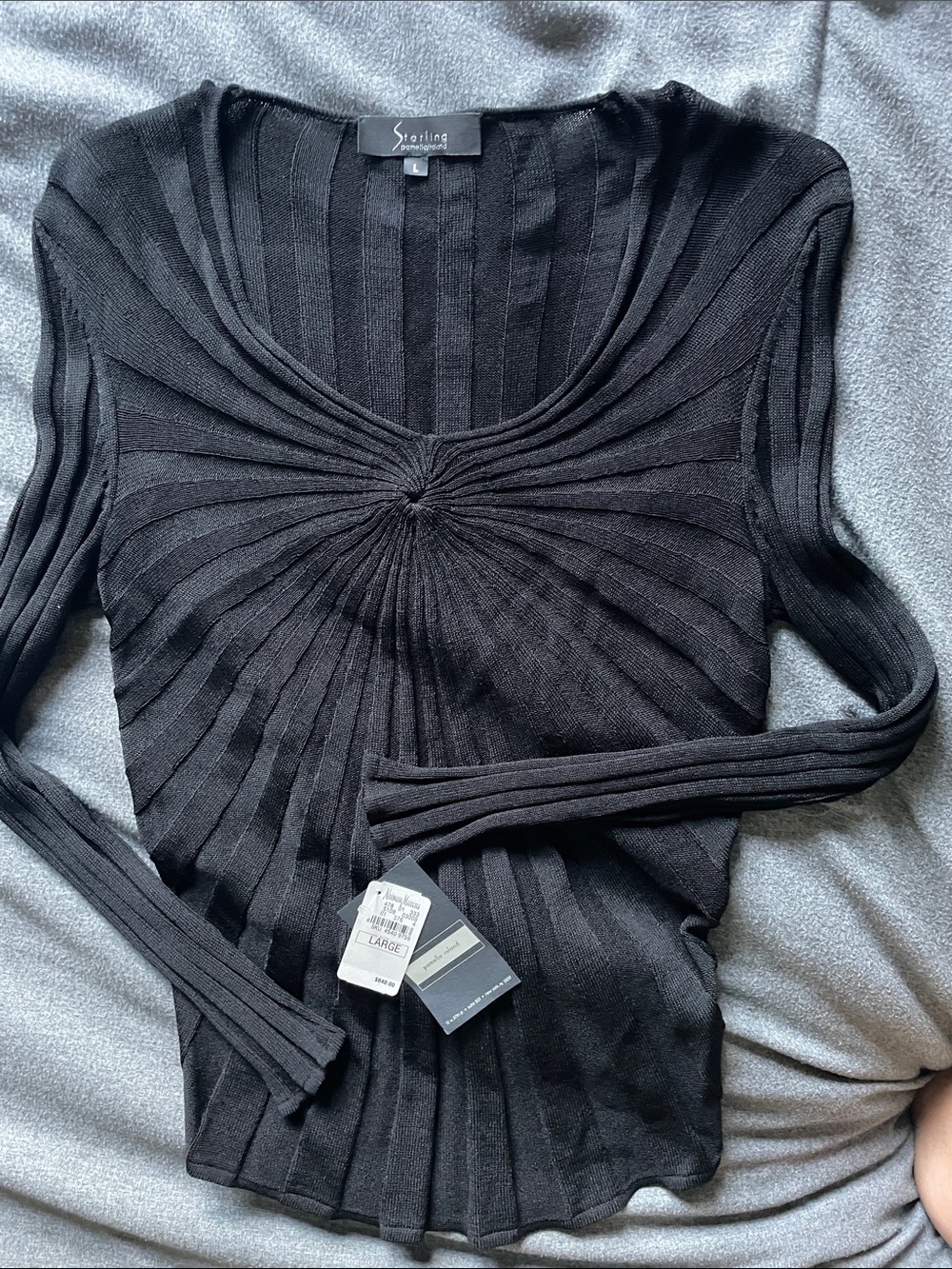 Sterling Pamella/Roland Black Ribbed Long-Sleeve Sweater